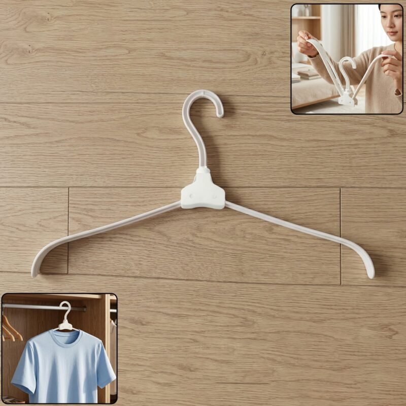 Foldable Plastic Clothes Hanger – Space Saving & Travel Friendly