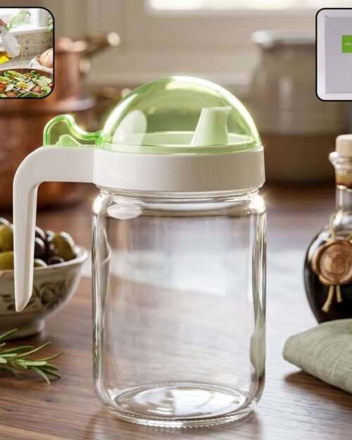 Glass Oil Bottle � 580ml Leak-Proof & Easy Pour Design