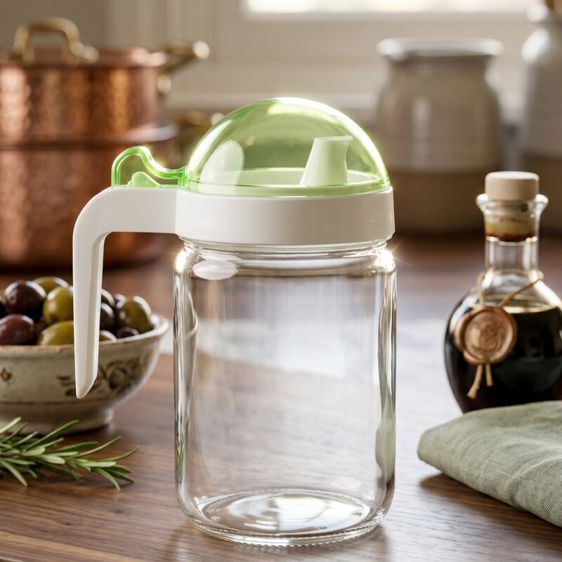 Glass Oil Bottle � 580ml Leak-Proof & Easy Pour Design