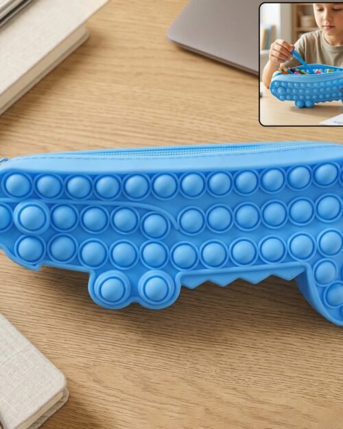 Pop It Crocodile Pencil Pouch – Stress-Relief Silicone & Spacious Design