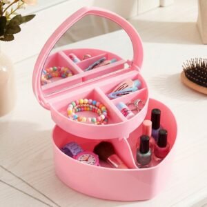 Makeup Storage Box with Mirror � Compact & Multi-Compartment Design