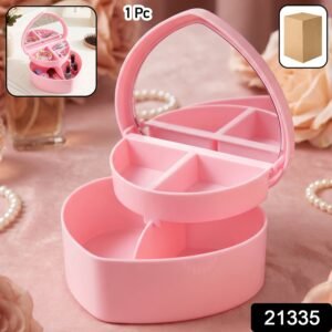 Makeup Storage Box with Mirror � Compact & Multi-Compartment Design