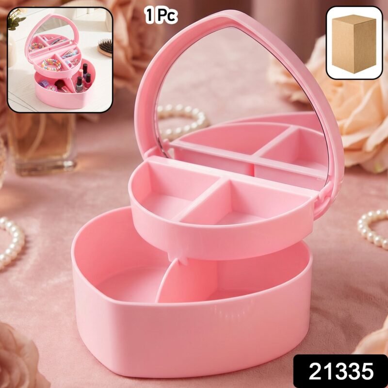Makeup Storage Box with Mirror � Compact & Multi-Compartment Design