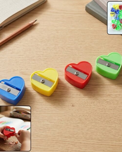 Heart Shape Pencil Sharpener – Colorful & Portable for Kids
