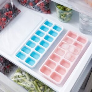 ICE-CUBE-TRAY-3.jpg Plastic Ice Cube Tray with Lid � Hygienic & Easy Release, Pack of 2