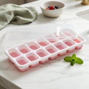 ICE-CUBE-TRAY-4.jpg Plastic Ice Cube Tray with Lid � Hygienic & Easy Release, Pack of 2