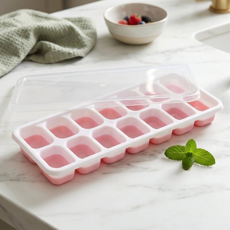 ICE-CUBE-TRAY-4.jpg Plastic Ice Cube Tray with Lid � Hygienic & Easy Release, Pack of 2