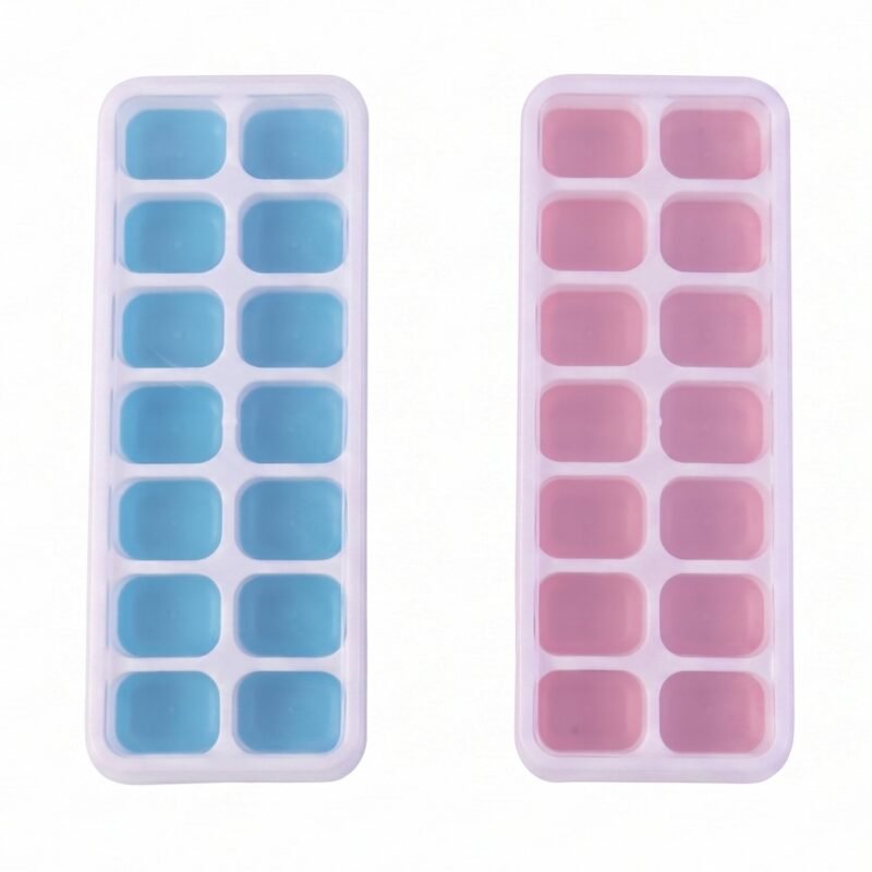 ICE-CUBE-TRAY-7.jpg Plastic Ice Cube Tray with Lid � Hygienic & Easy Release, Pack of 2