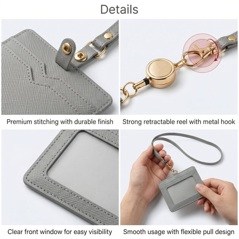 ID Card Holder with Adjustable Neck Strap – Durable & Professional