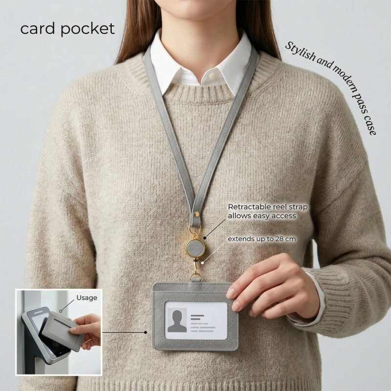 ID Card Holder with Adjustable Neck Strap – Durable & Professional
