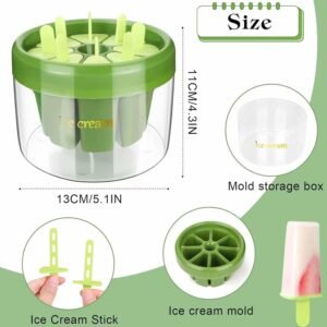 IceCreamMolds-size.jpg Plastic Ice Candy Maker – Reusable 8 Mold Set for Summer Treats