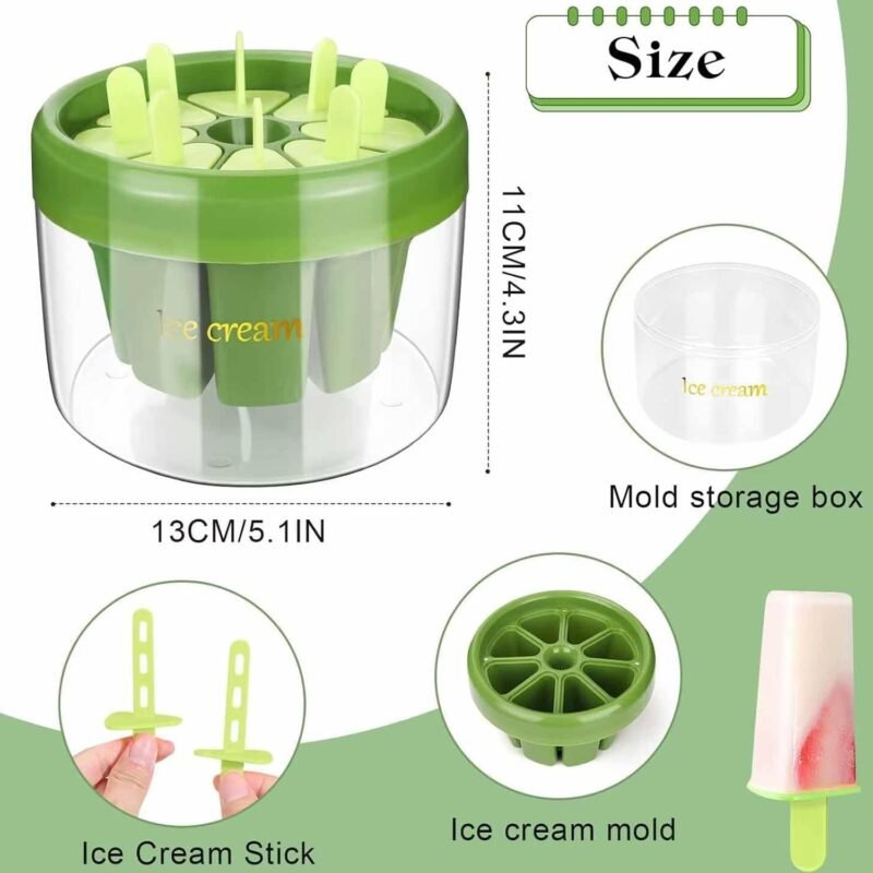 IceCreamMolds-size.jpg Plastic Ice Candy Maker – Reusable 8 Mold Set for Summer Treats