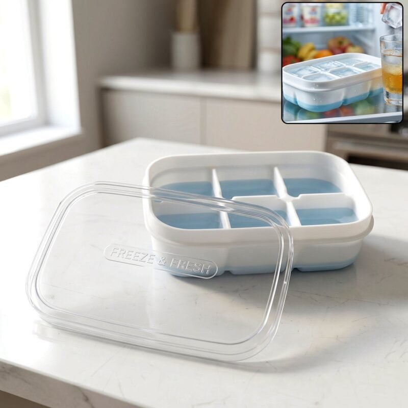 IceCubesMold-WOSKU-01.jpg Mini Plastic 6-Cavity Ice Cube Tray � Space-Saving & Reusable