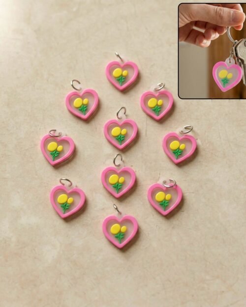 Cute Heart & Flower Bag Charm Set – Versatile & Stylish