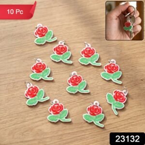 Rose Flower Design Bag Charm Keychain Set – Elegant Floral Accessory