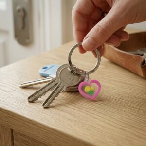 KeyChainAccessoriesairHeart01-02.jpg Cute Heart & Flower Bag Charm Set – Versatile & Stylish