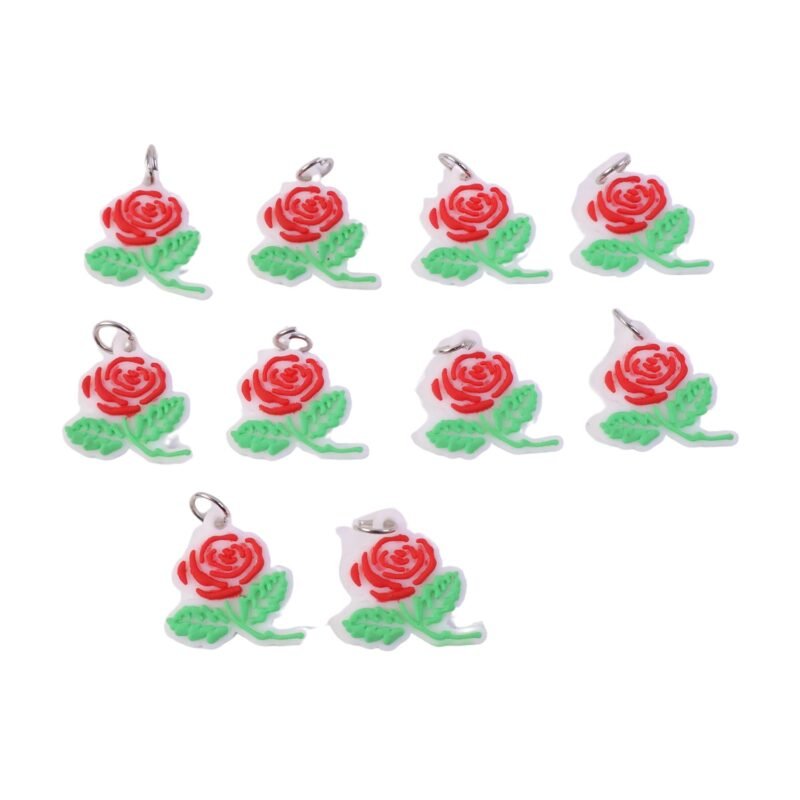 Rose Flower Design Bag Charm Keychain Set – Elegant Floral Accessory