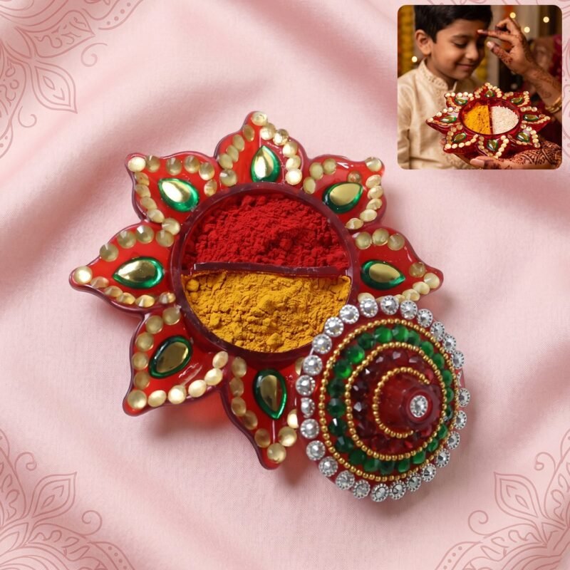 KumkumHolder-01.jpg Decorative Kumkum Dani � Handcrafted with Stone Work Lid