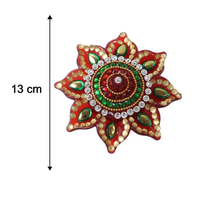 KumkumHolder-size.jpg Decorative Kumkum Dani � Handcrafted with Stone Work Lid