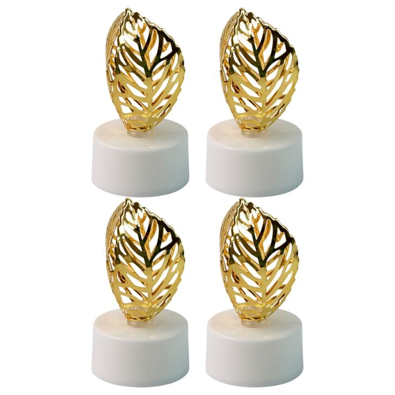 Golden Leaf LED Candles – Set of 4 Flameless Decorative Lights