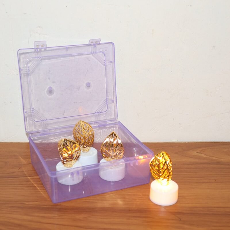 Golden Leaf LED Candles – Set of 4 Flameless Decorative Lights