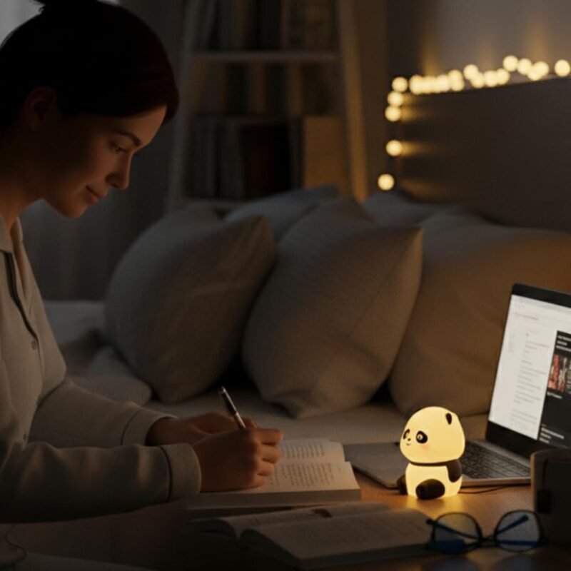 Cute Mini Panda Night Light – Soft LED Bedside Lamp for Kids