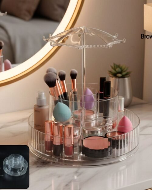 Rotating Makeup Organizer Stand – 360° Multi-Layer Vanity Storage