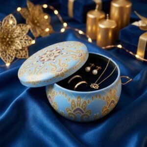 MatkaShapedTinBox-02.jpg Mandala Metal Candle Container – Reusable & Vibrant Decor