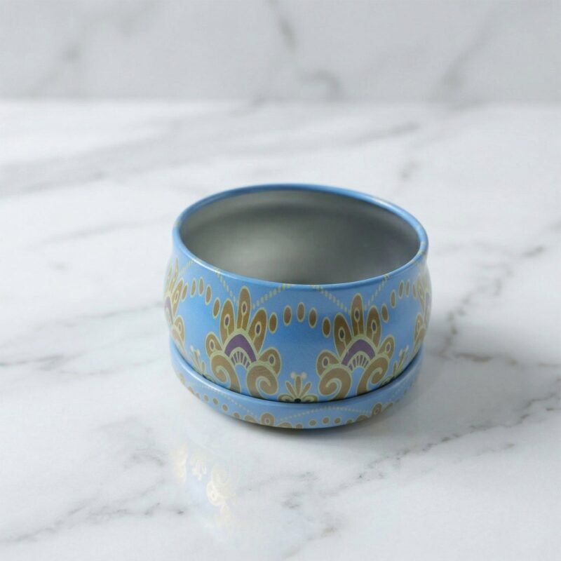 MatkaShapedTinBox-05.jpg Mandala Metal Candle Container – Reusable & Vibrant Decor