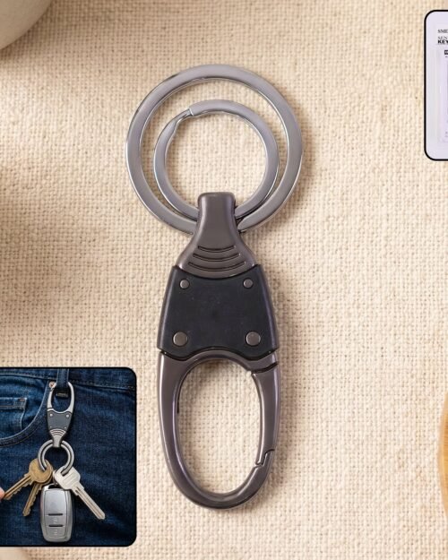 Metal Key Holder – Durable Dual Ring with Rotating Swivel