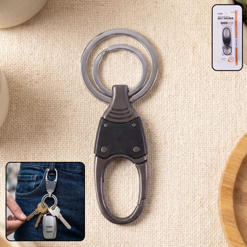Metal-Double-Ring-Hook-1.jpg Metal Key Holder – Durable Dual Ring with Rotating Swivel