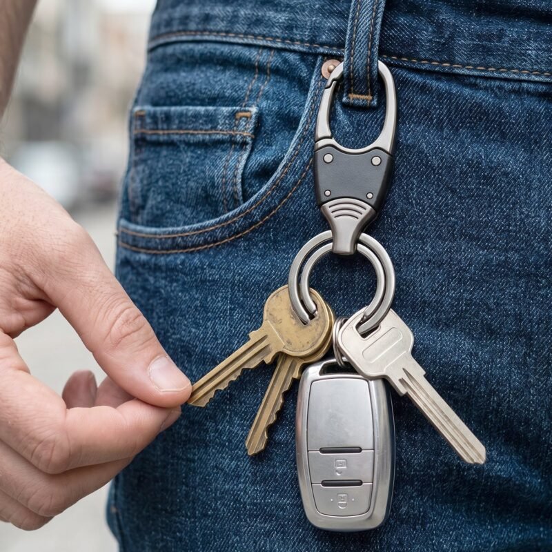 Metal-Double-Ring-Hook-3.jpg Metal Key Holder – Durable Dual Ring with Rotating Swivel
