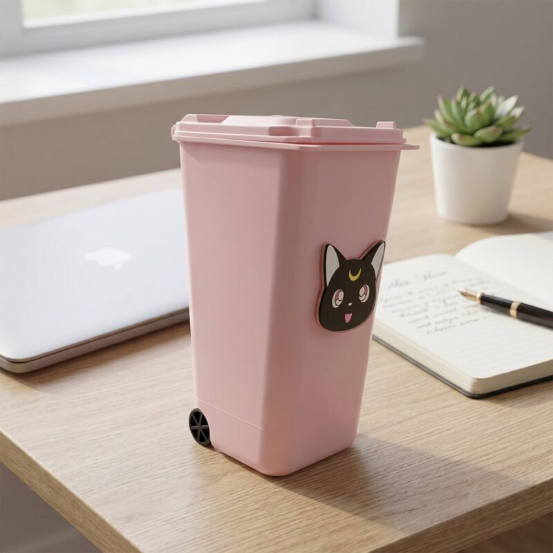 MiniDesktopTrashbox-02.jpg Mini Trash Can Pen Stand � Cute Desk Organizer with Lid