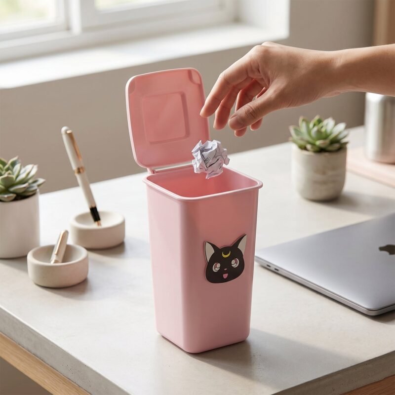 MiniDesktopTrashbox-03.jpg Mini Trash Can Pen Stand � Cute Desk Organizer with Lid