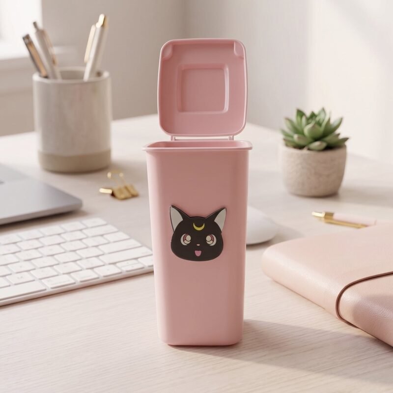 MiniDesktopTrashbox-06.jpg Mini Trash Can Pen Stand � Cute Desk Organizer with Lid