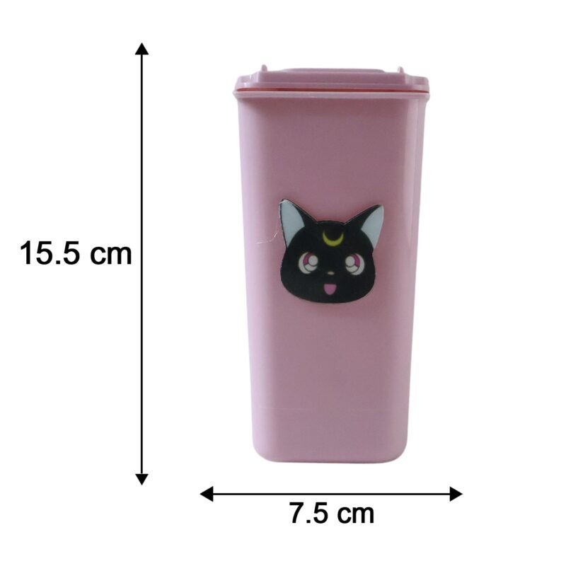 MiniDesktopTrashbox-size.jpg Mini Trash Can Pen Stand � Cute Desk Organizer with Lid