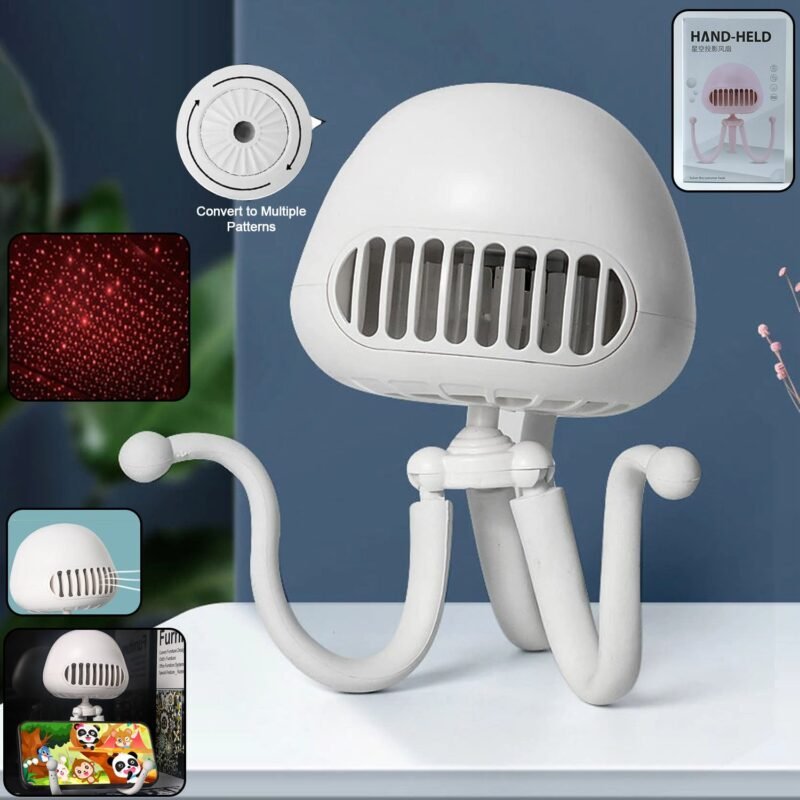 MiniVentilatorMitUSB-WOSKU-01.jpg Handheld Mini Fan with LED Star Projector & Flexible Tripod Stand