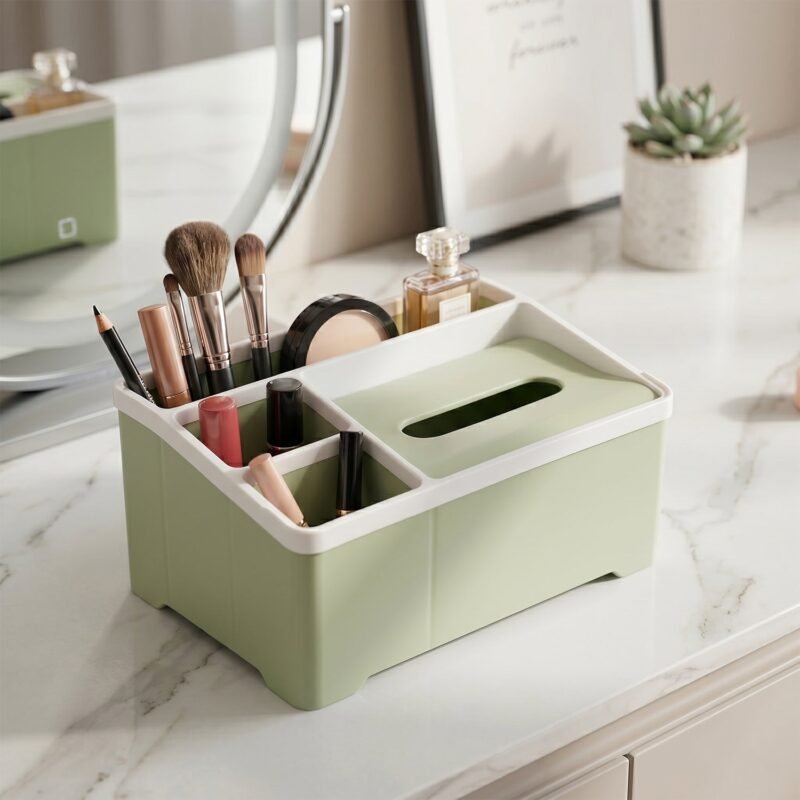 MultipurposeStorageBox-06.jpg Multipurpose Plastic Organizer Box � Neat Storage with Tissue Holder