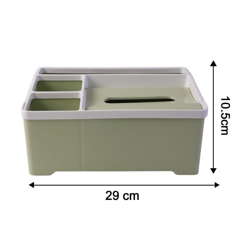 MultipurposeStorageBox-size.jpg Multipurpose Plastic Organizer Box � Neat Storage with Tissue Holder