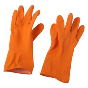 OrangeGloves01L-04.jpg Reusable Rubber Cleaning Gloves � Waterproof & Durable for Kitchen