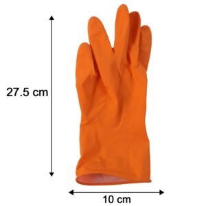 OrangeGloves01L-size.jpg Reusable Rubber Cleaning Gloves � Waterproof & Durable for Kitchen