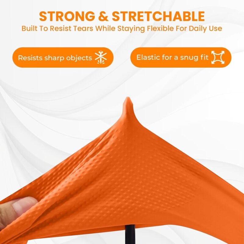 OrangeGloves02-02.jpg Large Orange Waterproof Rubber Gloves � Reusable Kitchen Protectors