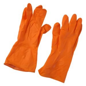 OrangeGloves02-04.jpg Large Orange Waterproof Rubber Gloves � Reusable Kitchen Protectors