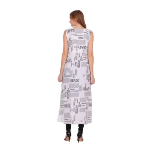 Generic Women's Casual Crepe Sleeveless Slit Dress (White)