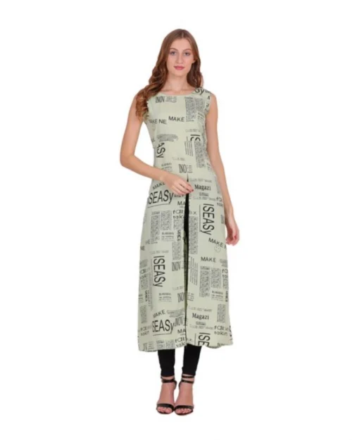 Generic Women's Casual Crepe Sleeveless Slit Dress (Light Green)