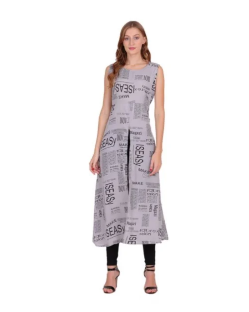 Generic Women's Casual Crepe Sleeveless Slit Dress (Light Grey)