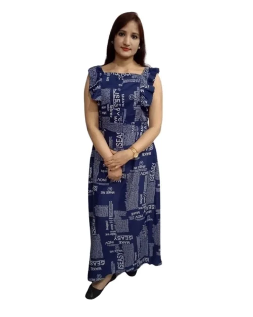 Generic Women's Casual Crepe Sleeveless Dress (Blue)