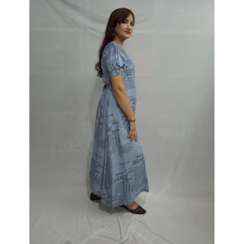 Generic Women's Casual Crepe Half Sleeves Dress (Grey)