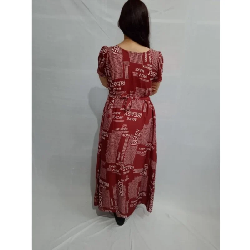 Generic Women's Casual Crepe Half Sleeves Dress (Maroon)