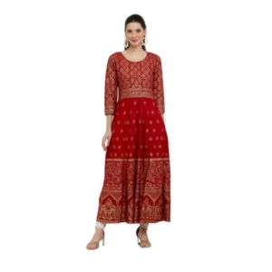 PID-63361-Women-s-Casual-Rayon-3-4th-Sleeves-Dress-Red-1-1000x1000-1.webp Generic Women's Casual Rayon 3-4th Sleeves Anarkali Kurti (Red)